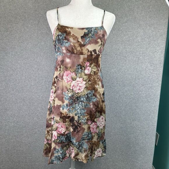 Vintage Floral Mini Short Dress Womens Small Pink Mini Babydoll Slip Sheer Y2K - Picture 4 of 11